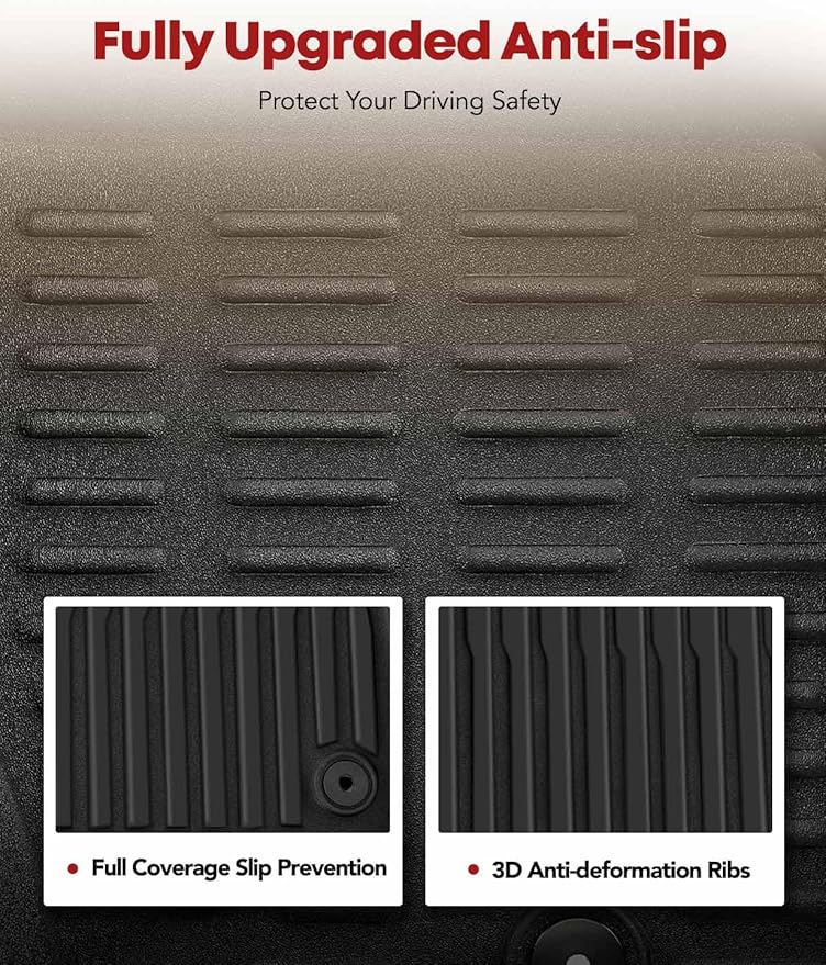 YHTAUTO Floor Mats Fit 2017-2019 Buick Lacrosse, TPE All Weather Car Mats Waterproof Anti-Slip Odorless Floor Liner, Interior Car Accessories Front & 2nd Row Liner