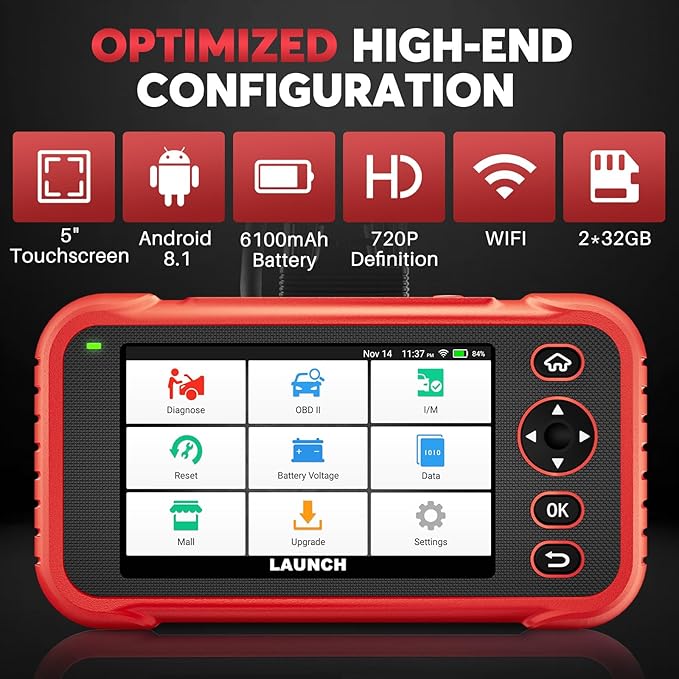 LAUNCH OBD2 Scanner CRP123i V2.0, 2025 Lifetime Update Engine ABS SRS TCM Scan Tool with 7 Resets Oil/SAS/Brake/BMS/D.P.F/ABS Bleeding/Throttle Reset, Auto Vin, Battery Test,FCA SGW