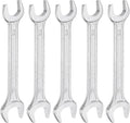 HARFINGTON 5pcs Double Open End Wrench 13mm x 14mm Metric 15 Degree Offset Angle Small Flat Head Wrench Galvanizing Open Ended Spanner for Automotive Repair Furniture Assembly