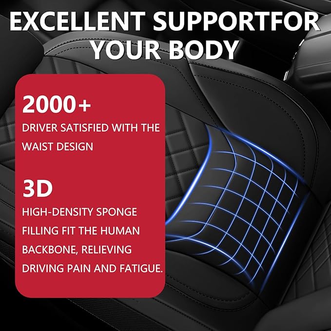 BABYBLU Chevy Chevrolet Silverado GMC Sierra Car Seat Covers Fit 2007-2023 2024 2025 1500/2500HD/3500HD (Black, Full Set)