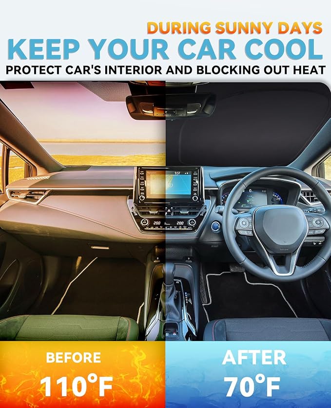 Sun Shade for HRV Windshield Sunshades Cover for 2021-2023 2024 2025 2026 Honda HR-V LX Sport EX EX-L Accessories Foldable Front Window Shields Protector Sun Visor Blocks UV Rays