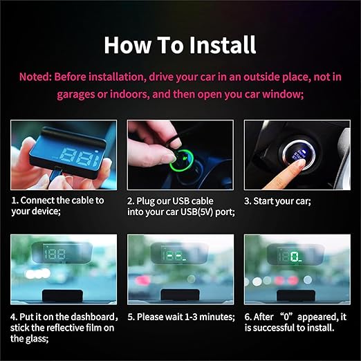 Heads up Display for Cars,Car HUD,Head up Display for Car,Digital GPS HUD Speedometer,USB Cable Plug and Play,Automatic Brightness Adjustment,Large Font Display