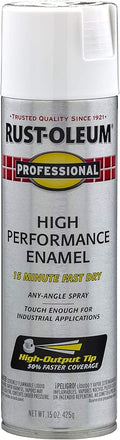 Rust-Oleum 7590838 Professional High Performance Enamel Spray Paint, 15 Oz, Flat White
