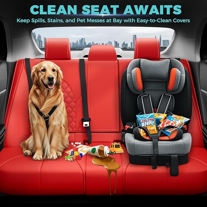 for Toyota Camry Seat Covers LE SE SE Nightshade 2018 2019 2020 2021 2022 2023 2024 - Custom Car Seat Covers Full Set, Waterproof Breathable Leather Seat Covers for Cars, Red Not for Hybrid