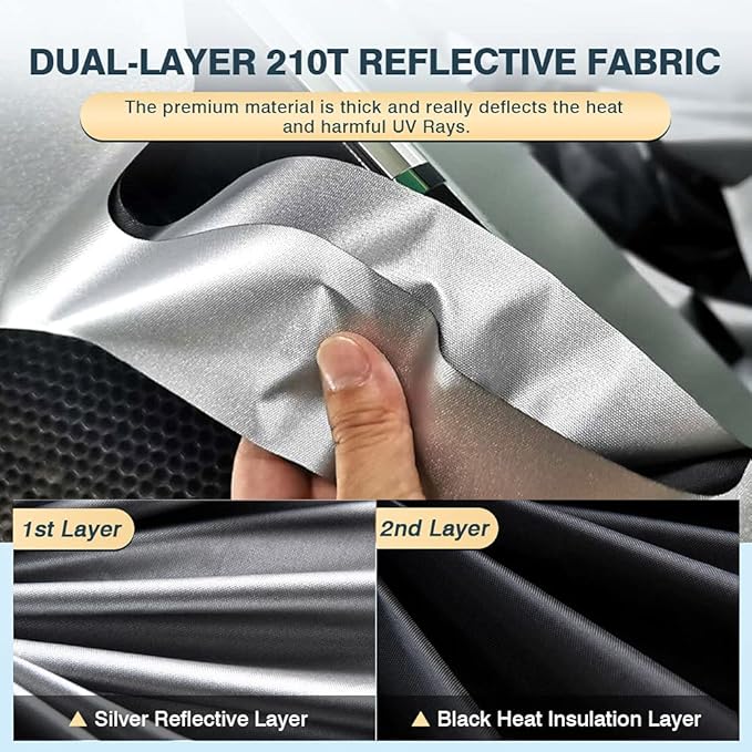 Cartist Windshield Sun Shade Fits for Dodge Caravan Mini Van 2010-2020, (NOT for Dodge Grand Caravan) Foldable Window Sunshade for Caravan Accessories