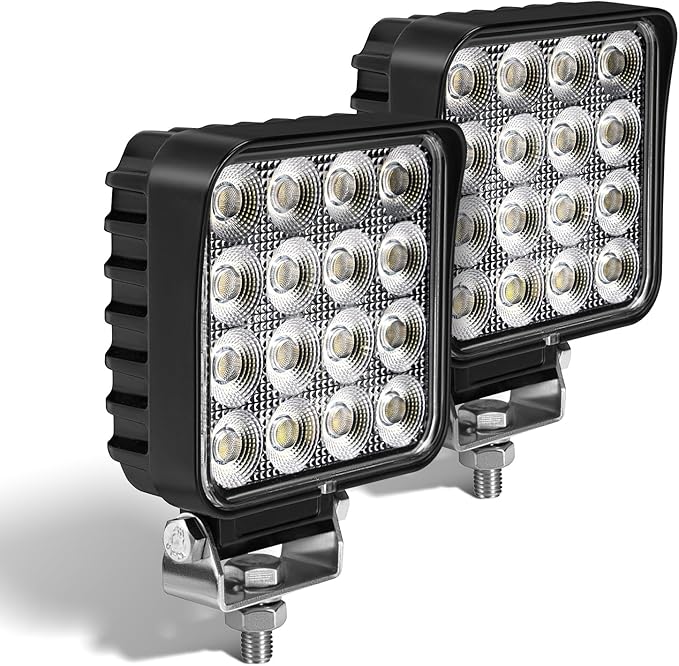 4.3" 12V LED Flood Lights 46W, 24 Volt Work Lights for Heavy Equipment Tractor Excavator Dump Truck 5300LM Waterproof, Vehicle Utility Flood UTV ATV, 2PCS