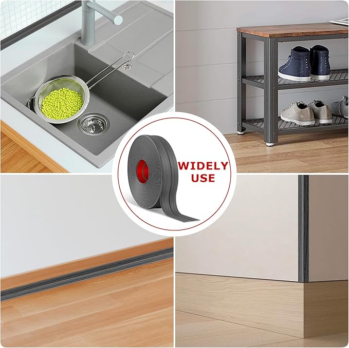 Flexible Wall Corner Protector Moulding Trim Peel and Stick Wall Corner Guards Edge Protector Self Adhesive Molding Trim Strip for Edge Ceiling (Deep Gray Wood Grain, 2.4 in x 20 Ft)