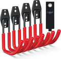 3-H Garden Hose Holder Wall Mount 4 Pack,Solid Steel Hose Hanger,Water Hose Holders for Outside,Perfect for Hanging Outdoor Air Hose,Ropes,Pipes,Garden Tools,Ladders,Bikes,Bulk Items(Red)