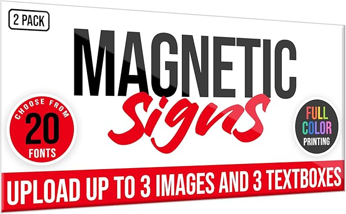 2 Pack, Personalized Magnetic Signs for Vehicles, Custom Car Magnets for Businesses, Customized Full Color Magnetic Truck Signs, 12x24 Car Magnet Signs (Design A)