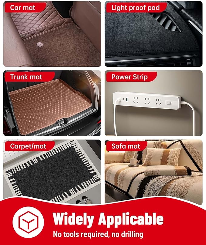 Hook and Loop Strips with Super Adhesive Heavy Duty, Made of 3M, Heat Resistant Waterproof, Outdoor or Indoor Use, 16 Sets Black 1.57x1.97 Inch