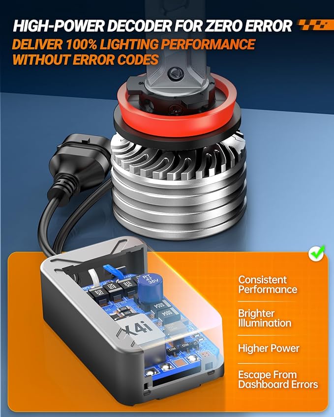 SEALIGHT H11/H8/H9 Fog Bulb, X4I 55,000LM Super Bright H11 Light Powersport, Cool White with Cooling Fan, Plug and Play, Pack of 2