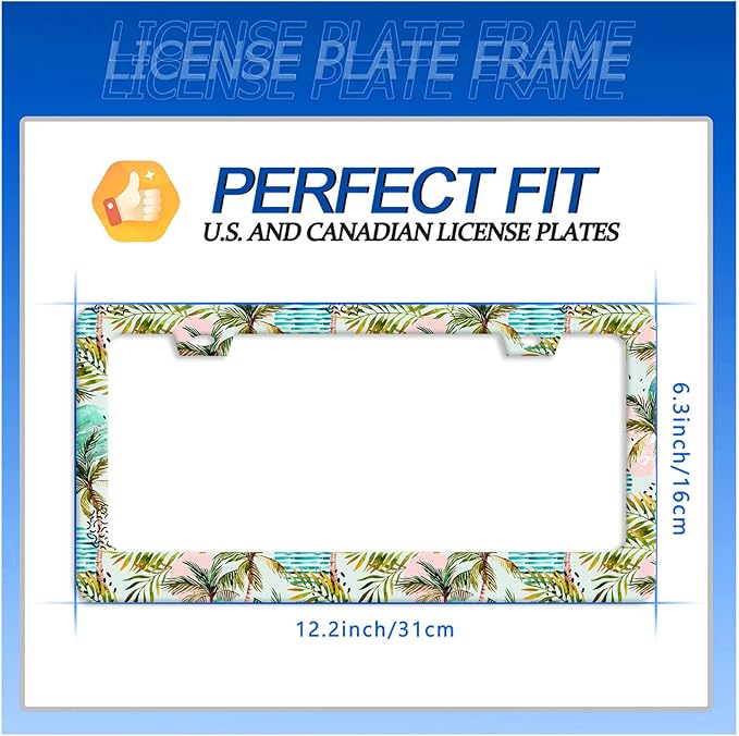 Palm Tree License Plate Frame Colorful Hawaii License Plate Holder Funny Car Accessories Decoration 12.3" x 6.3" for Men Women