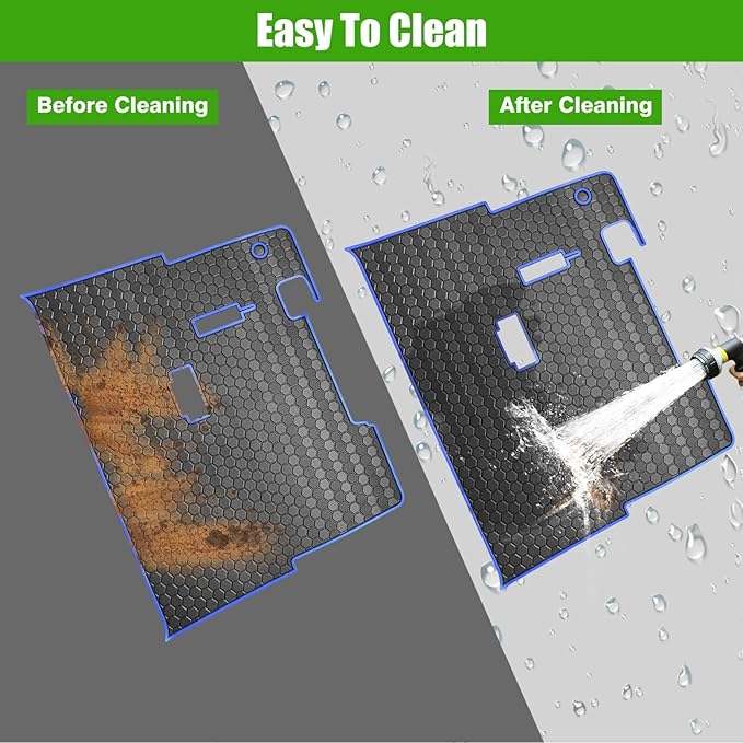 EZGO TXT Golf Cart Full Coverage Floor Liner Mat, fits EZGO TXT (1994+), Valor(1994+), Express S4(2012-2020), Cushman Workhorse, EX1(2020), Thick Anti-Slip Rubber, Blue Trim
