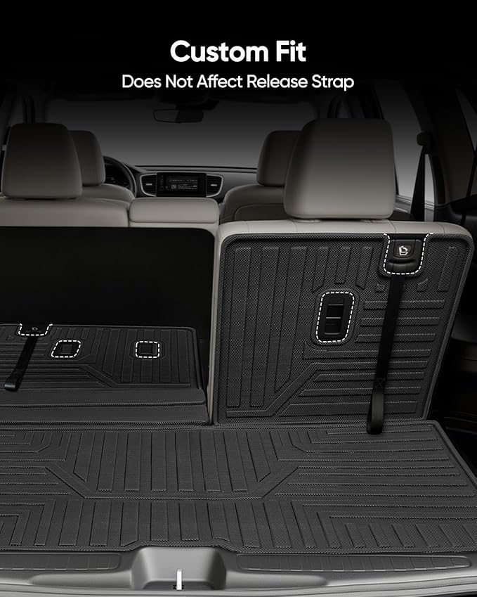 Car Floor Mats for Honda Pilot 2016-2022 8 Seats (No Elite Models), Accessories for Honda Pilot 2016-2022, All Weather Black Rubber Liners for Cars, Custom Fit Trunk Mat Back Seat Cover, 4PCS
