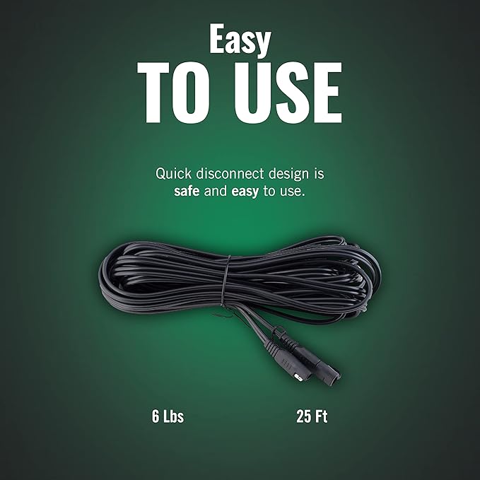 Battery Tender 25 Foot Extension SAE Cable - Designed for Use with Battery Tender Chargers - Quick Connect Plugs for Easy Connection to Motorcycle, Cars, ATVs and More - 081-0148-25