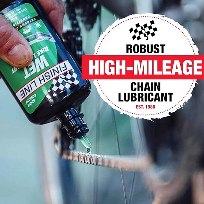 Finish Line WET Bicycle Chain Lube 2oz Drip Squeeze Bottle