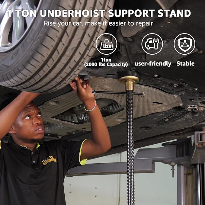 BESTOOL 1-Ton (2000Ibs) Underhoist Support Stand with Handle, Adjustable Height 30.7'' to 70.8'', Multi-Functional Topped Adapter, Easy Switching, Supporting Vehicle Components（US Patented）