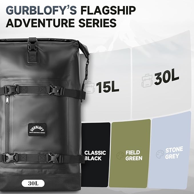 Motorcycle Tail Bag, 30L Waterproof Saddle Bag, 2 Size and 3 Color Options Motorcycle Travel Bag, PVC Luggage Bag, Rear Seat Bag, Classic Black GT-30BL
