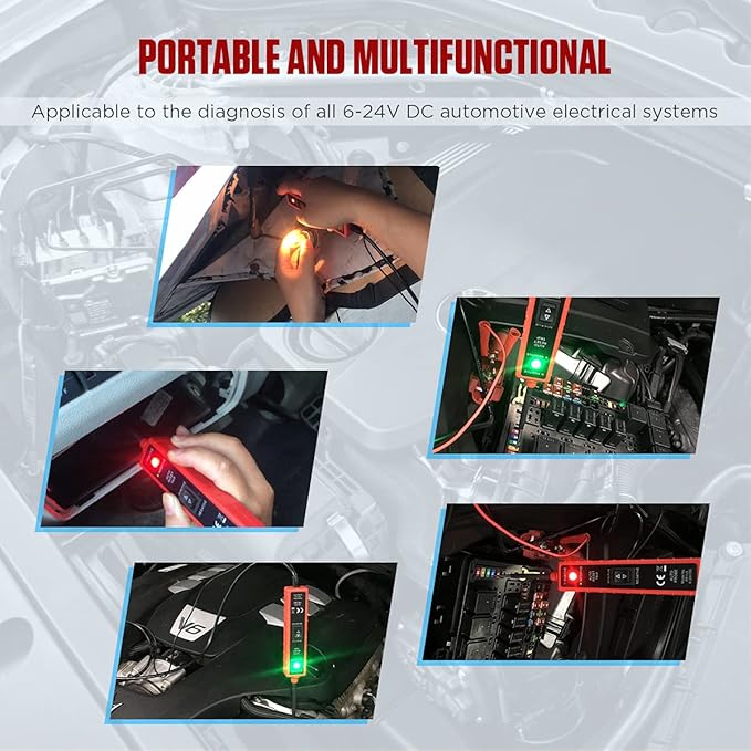 CMTOOL Power Circuit Probe Tester 6V-24V DC Test Light, Automotive Circuit Tester Car Short Finder, Component Activation, Polarity Identify, Overload Protection
