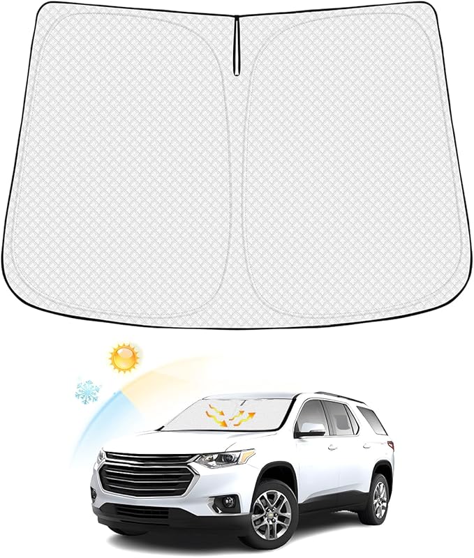 Windshield Sun Shade for Chevrolet/Chevy Traverse 2018-2025 2026 Accessories Thicken 6-Layer Foldable Front Window Sunshade Cover Sun Visor Protector Block UV Rays Keep Vehicle Cool