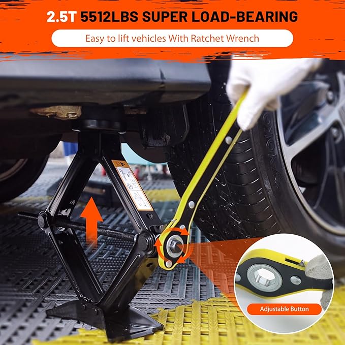 Universal Scissor Jack 2 Ton, 5.1"-16.9" Lifting Range Heavy Duty Car Jack Kit with Jack Pad, Portable Tire Changing kit with Lug Wrench, Tire Jack for Car SUV MPV