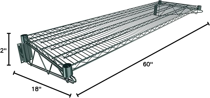18" x 60" Green Epoxy Wire Wall Mount Shelf