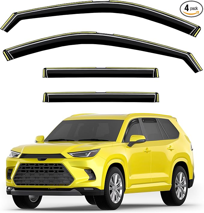 in-Channel Window Rain Guards Fit for Toyota Grand Highlander 2024 2025 Extra Durable Window Deflectors Vent Visors Shades Car Accessories Visors Rain Guards -4 pcs