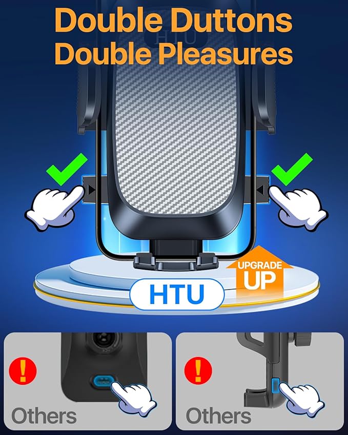 HTU 2025 Best Car Phone Holder 【Ultimate 5-in-1 & Upgraded 100+LBS Strongest Suction】【True Military-Grade & Safety Cert】 360° Windshield Dashboard Vent Mount Stand for iPhone Android & Truck, Grey