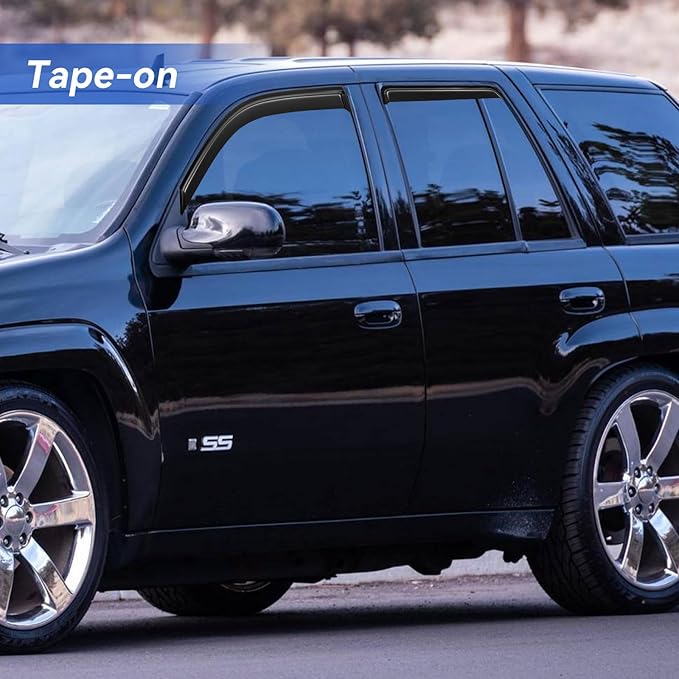 Window Visors Rain Guards for 2002-2009 Chevy Trailblazer, Out-Channel Window Vent Wind Deflectors Visors Shades for 2006-2009 Trailblazer SS