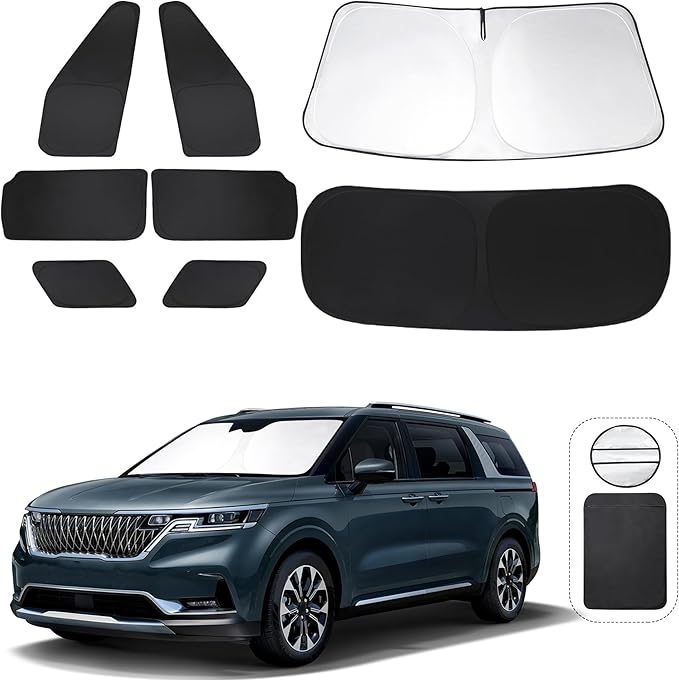 TINGLU Window Shades for Kia Carnival 2022 2023 2024 2025 Accessories Car Side Full Windows Rear Triangular Windshield Sun Shade Sun UV Rays & Privacy Protection for Camping,Napping,and Relaxing 8PCS
