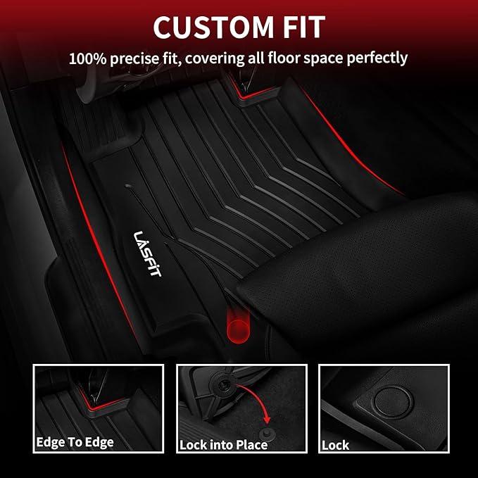 LASFIT Floor Mats for Mercedes Benz E Class 2017-2023 Fit Sedan & Wagon Only, E300 / E350 / E400 / E43 AMG / E450 / E53 AMG / E550 / E63 AMG S, All Weather TPE Floor Liners for E Class, 1st & 2nd Row