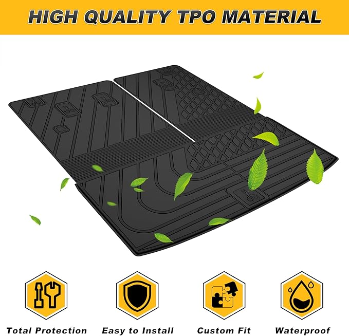 Original Cargo Mat Fit for Honda Pilot 2023-2025: Cargo Liner with Backrest Mat Behind 3rd Row Back Seat Protector - All Weather Protection Waterproof Trunk Mat with Back Seat Cover Pilot Accessories