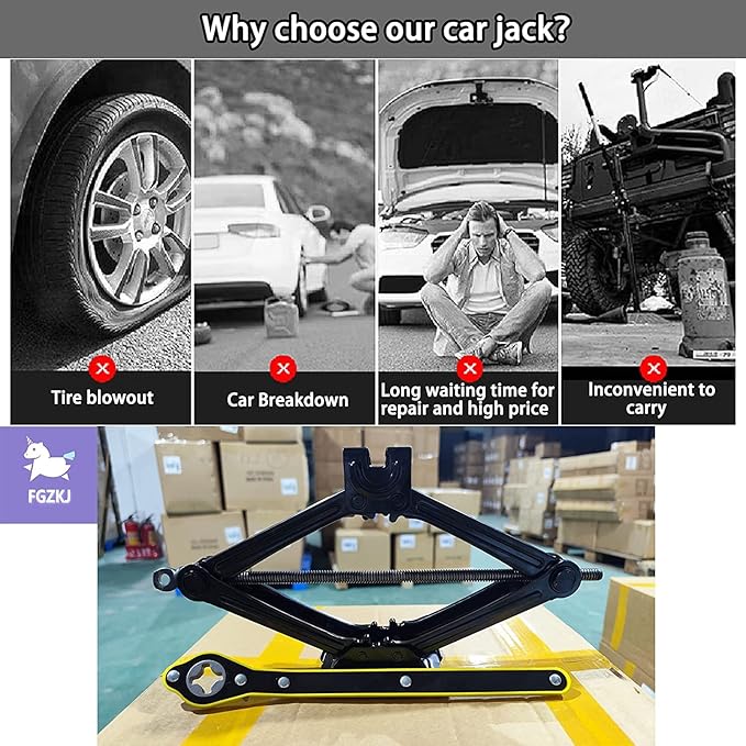 Scissor Jack for Car,Car Jack Kit - Tire Jack with Energy-Saving Ratchet Handle,Can Support a Maximum Weight of 1.5T (3307lb),Portable, Suitable for Small Cars and SUV (Saving Handle-1.5 tons)