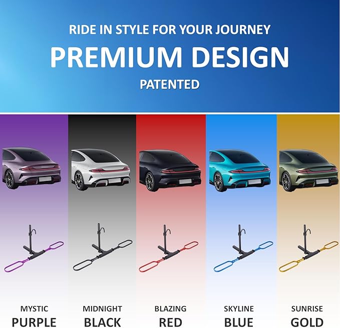 Trailer Hitch Bike Rack for Car 1 Bike, E Bike Carrier Hitch Mount, Fat-Tire Ebike Rack for Tow Hitch, Fits 2" Inch Receiver for SUV Truck Van (1 Bike - 120 Lbs Cap - Purple)
