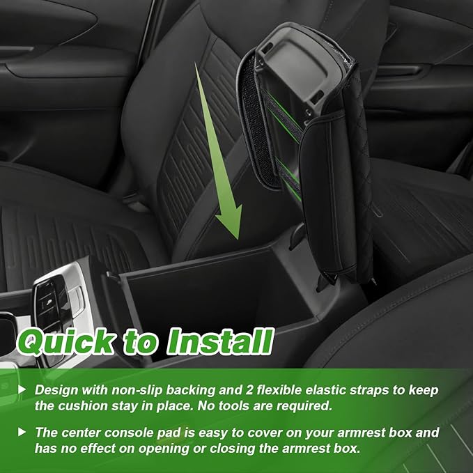 Shademax Center Console Cover Custom Fit for Hyundai Santa Cruz 2022 2023 2024 2025 2026 Armrest Cover Cushion Pad Santa Cruz Accessories PU Leather Armrest Seat Box Protector with Pockets Storage Bag