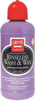 Griot's Garage Rinseless Wash and Wax for Car Cleaning and Detailing, No-Rinse, Waterless Formula For RVs, Boats, Trucks, Motorcycles and More, 10493, 16oz