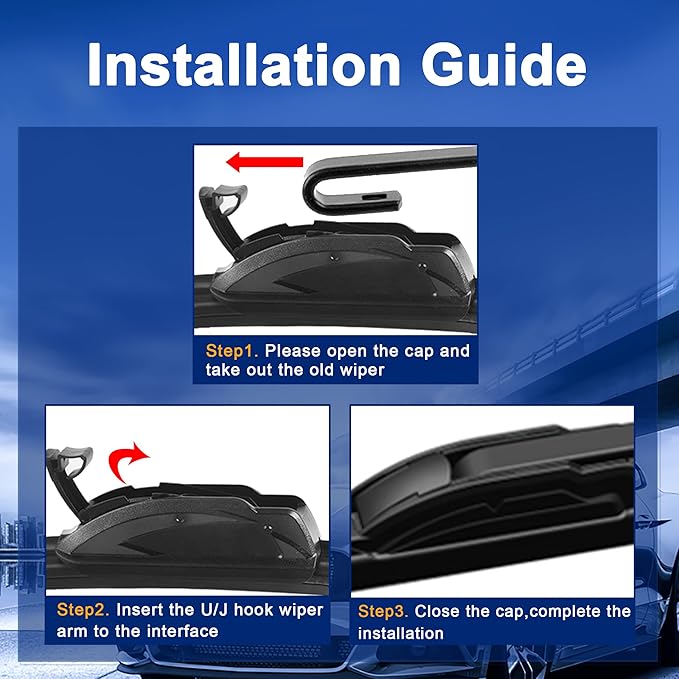 Windshield Wiper Blades Replacement for Toyota Yaris 2007 2008 2009 2010 2011 Original Factory Quality Front Rear Wipers Blade Set for My Car - 26" 14" 12" (Pack of 3)