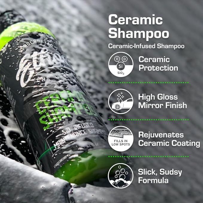 Ceramic Car Shampoo - Car Wash For Ceramic Coatings - Car Wash Soap - Adds Hydrophobic Protection | Enhances Ceramic Coatings, Waxes Or Sealants | Incredible Shine