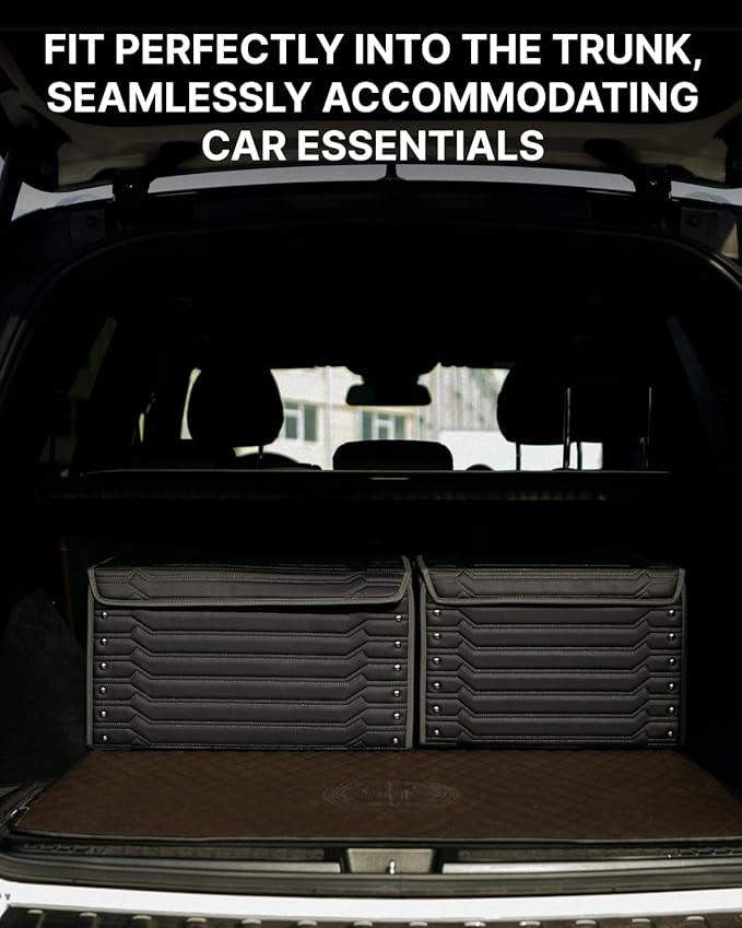 Car Trunk Organizer For Shoes - Storage Crate For SUV, Sedan Or Truck - Foldable Cargo Bin For Travel Gear & Sports Kits - Practical Holiday Gifts For Drivers (Highway 21.6 inch)