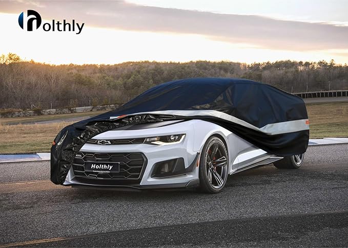 10 Layers Car Cover Custom Fit for Chevy Camaro(2009-2024),Waterproof All Weather for Automobiles, Outdoor Full Cover Sun UV Rain Protection with Cotton.Black