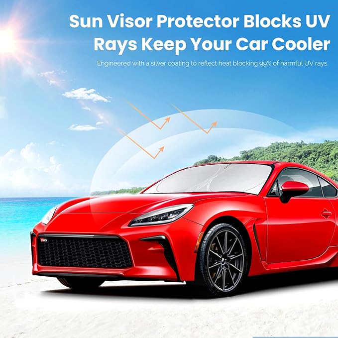 Sunshade for Toyota 86/2022-2023 Toyota GR86 Accessories Front Window 210T Sliver Coating Reflective Polyester Shield Cover for Windshield Sun Visor Protector Block UV Ray