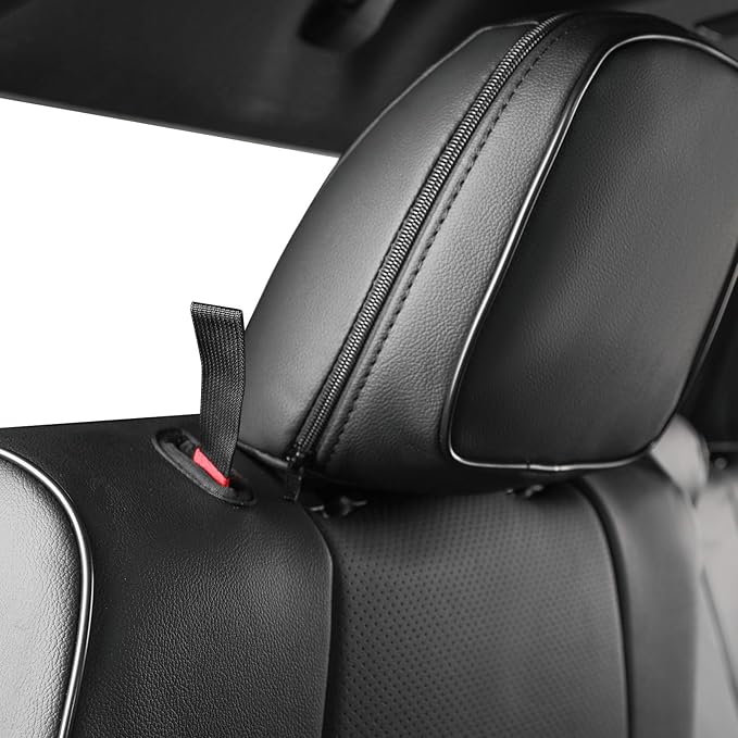 EKR Tacoma Back Seat Covers Custom for Select Toyota Tacoma (Hybrid) 2024 2025 Double cab TRD Sport,TRD Off-Road,Limited,Trailhunter- Second Row Only,Leather (Black)
