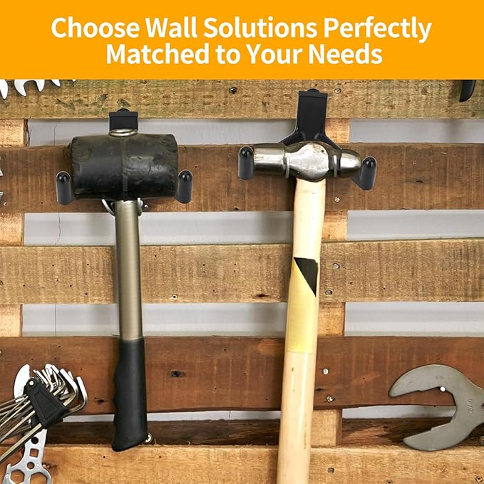 WIN&YING 6 Pack Storage Shed Hooks for Suncast, Black Single-Head J Hook & Double-Head V Hook Set, Storage Sheds Tool Hangers Organization Accessories for Hanging Shovels & Rakes & Scissors Tools