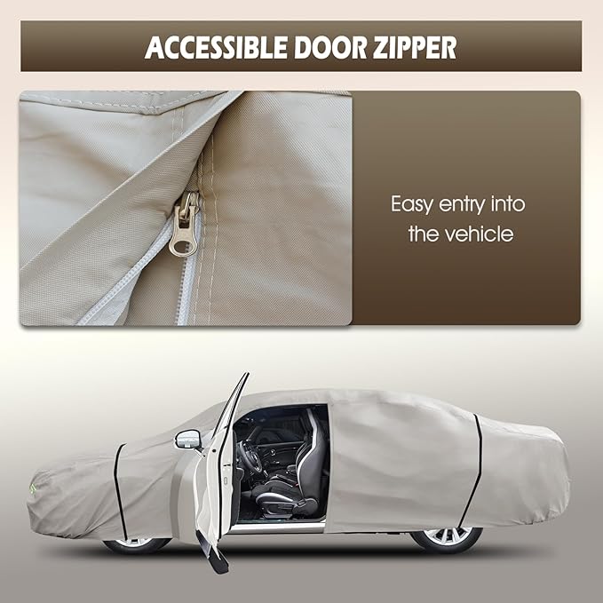 Migaven 6 Layers Car Cover Custom Fit for Toyota Camry 1996-2025, Honda Accord 2001-2025, Waterproof Full Exterior Cover Rain Sun Protection with Door Zipper