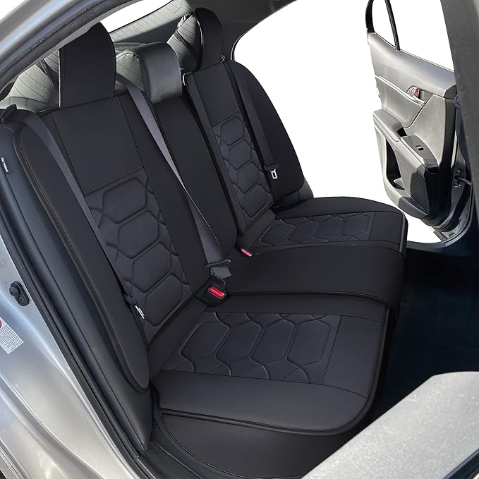 OASIS AUTO Custom Fit Seat Covers for 2012-2025 Toyota Camry, Waterproof Faux Leather Seat Protector Cushion Camry Car Accessories (Full Set, Black)