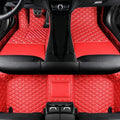 Custom Colors Car Floor Mats Black Pink for 99.9% Sedan SUV Sports， All-Weather Liners Car Floor mat，Luxury Leather Automotive Floor Mats (Red Beige,3D Floor Mats)
