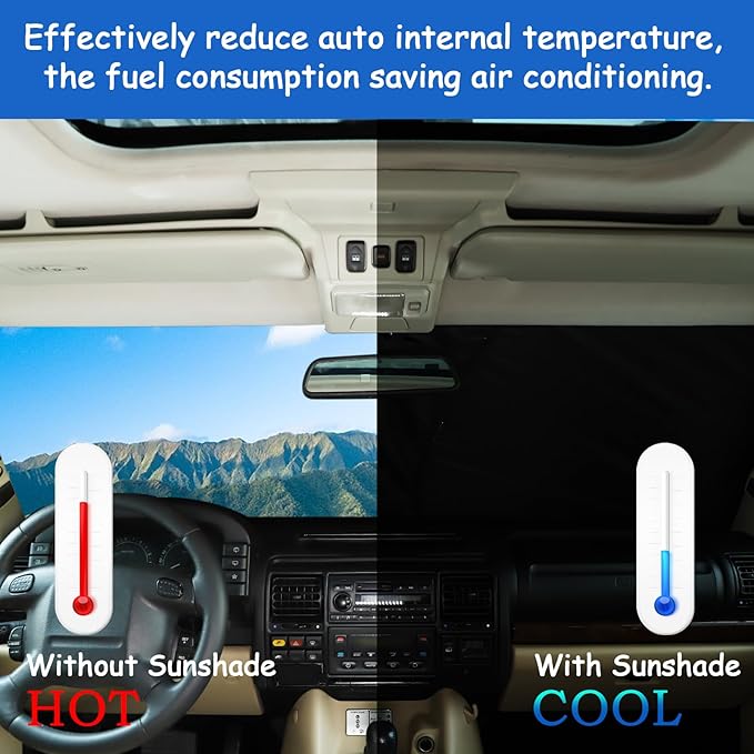 Windshield Sunshade Fit for Land Rover Discovery 2 LR2 1998-2003, Folding Car Sun Shade for Front Window, Auto Sun Protection Visors Blocks UV Rays and Keeps Vehicle Cool