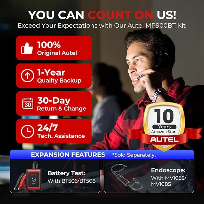 Autel MaxiPRO MP900-BT KIT Scanner: 40+ Service, 3K Bidirectional Tests, OE Coding, DoIP CAN-FD, 2025 Up of MP900BT MP900E MP808S MP808BT PRO w/Full OBD Kit, Same as MS906 Pro MS906 Max MS908S PRO II