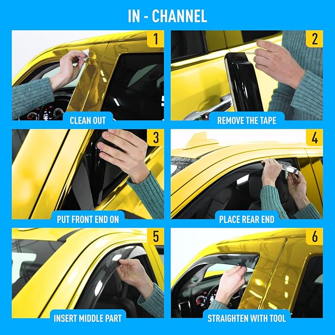 Extra Durable Window Deflectors in-Channel Window Visors Rain Guards Fit for Chevrolet (Chevy) Tahoe 2021-2025, Sun Visors, Wind Vent for Shades, Exterior Car Accessories - 4pcs. AG0524