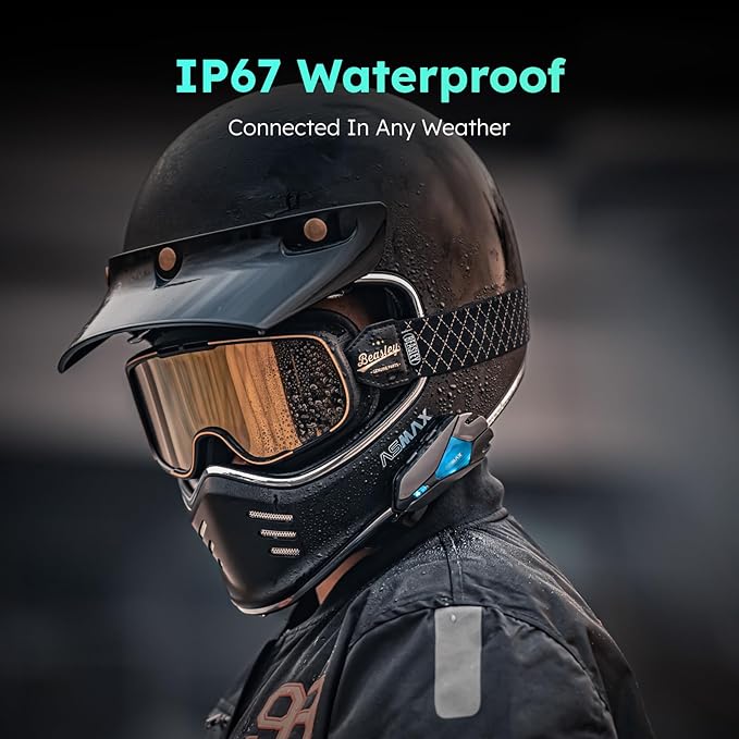 Z1 Motorcycle Intercom - 3-Mode Communication for 10 Riders, Dual-Chip Audio Multitasking, Offline Voice & App Control, Bluetooth Helmet Headset with HiFi Speakers, 2 Packs